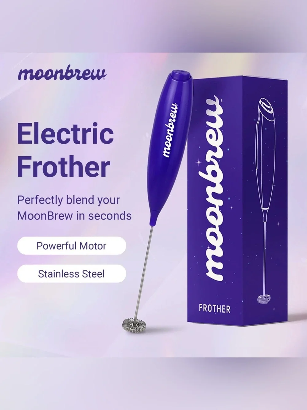 Moonbrew Purple Frother Handheld Milk Frother - Moonbrew